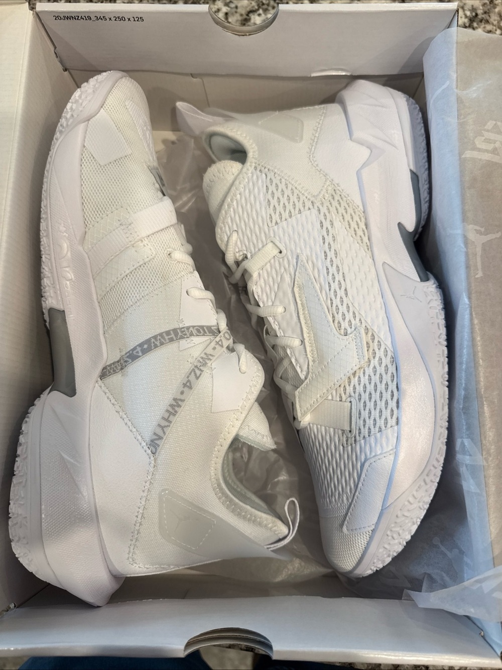 NIKE JORDAN WHY NOT ZERO.4 MENS SHOES SIZE 10 WHITE/METALLIC SILVER CQ4230 101